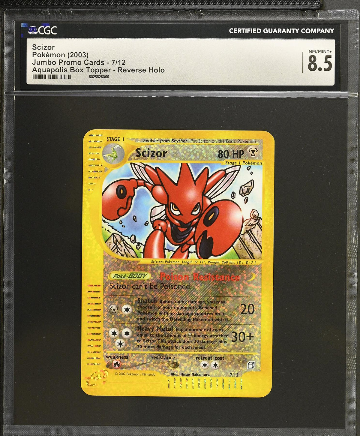 Pokemon Aquapolis Reverse Holo Foil Box Topper Scizor 7/12 CGC 8.5 *066