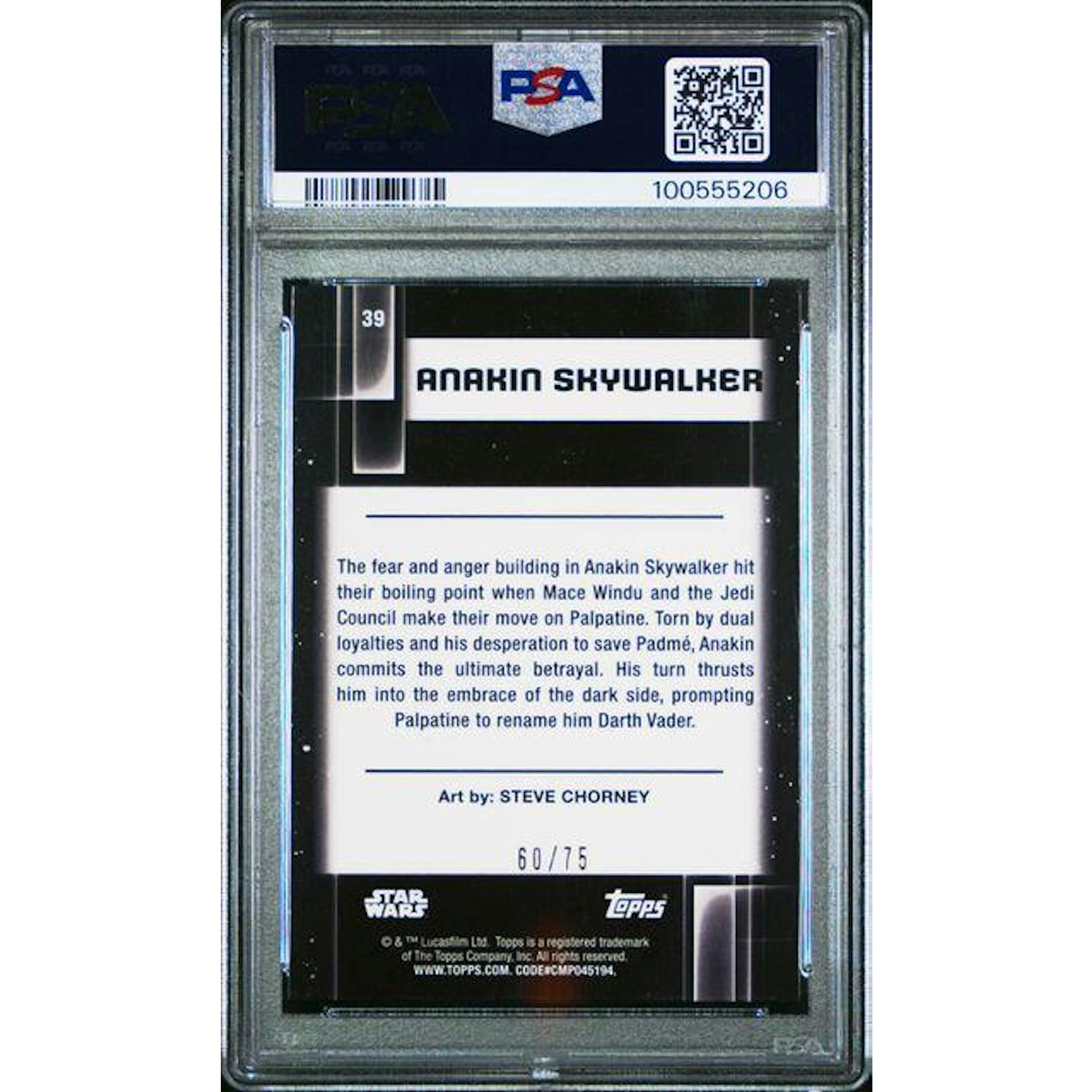 2021 Topps Star Wars Galaxy Anakin Skywalker Prism Refractor /75 PSA 10
