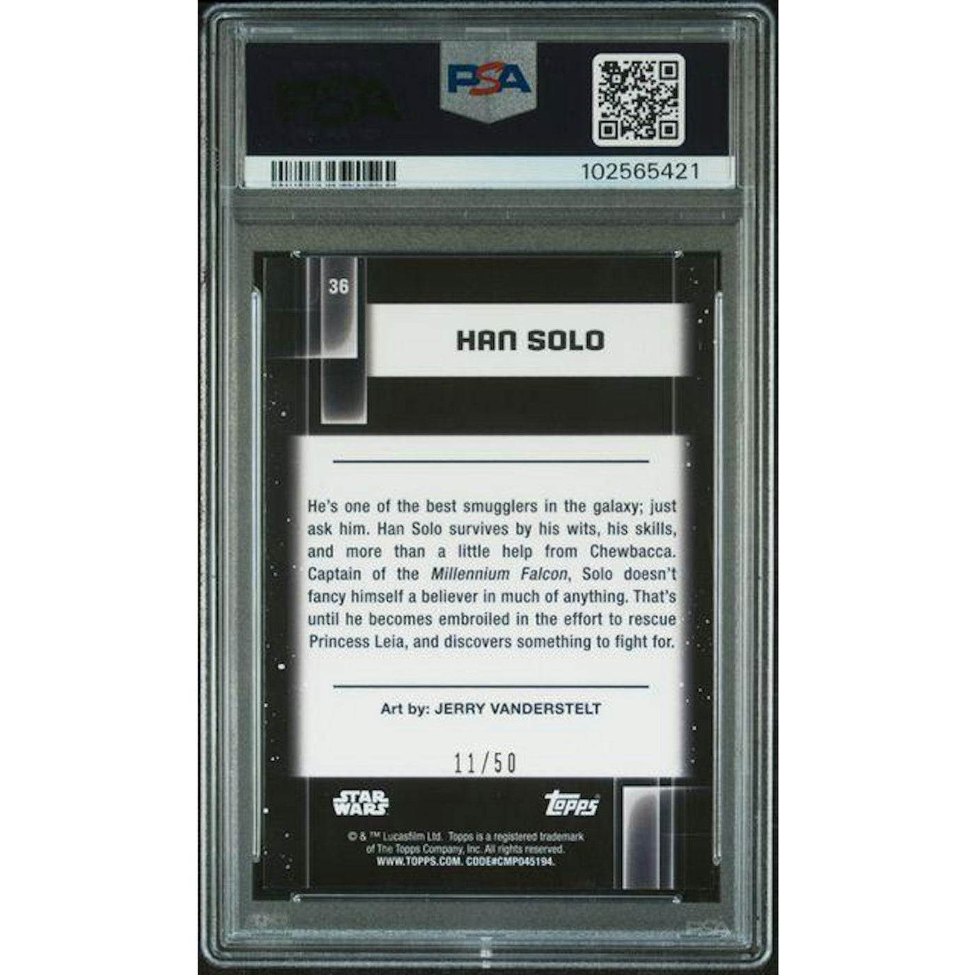 2020/21 Topps Star Wars Galaxy Han Solo Mojo Refractor /50 PSA 10