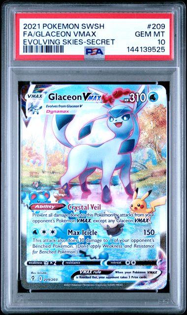 2021 Pokemon Evolving Skies Glaceon VMax #209 PSA 10