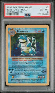1999 Pokemon Base Set Shadowless Blastoise #2 Holo PSA 6