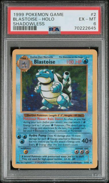 1999 Pokemon Base Set Shadowless Blastoise #2 Holo PSA 6