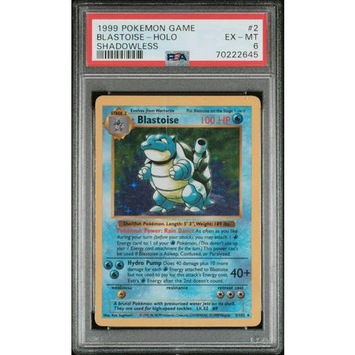 1999 Pokemon Base Set Shadowless Blastoise #2 Holo PSA 6