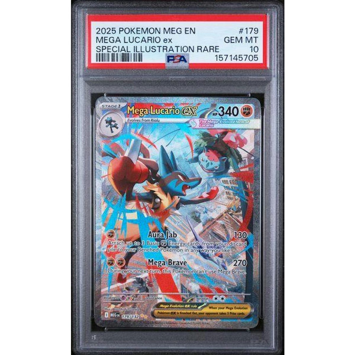 2025 Pokemon Mega Evolution Mega Lucario ex SIR 179/132 PSA 10