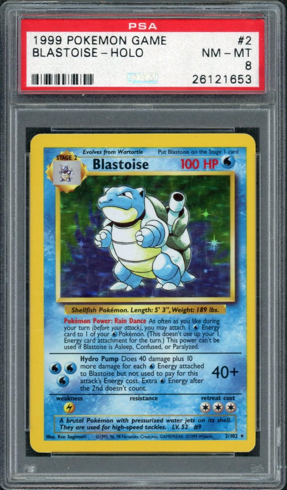 1999 Pokemon Base Set Blastoise Holo #2 PSA 8