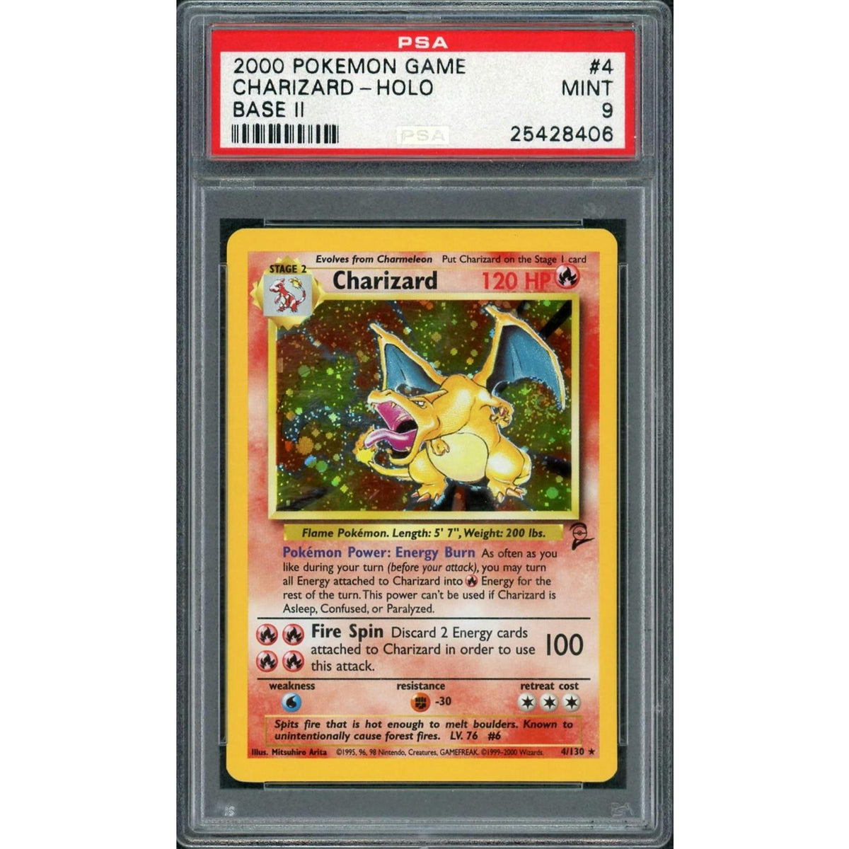 2000 Pokemon Base Set 2 Charizard Holo #4 PSA 9