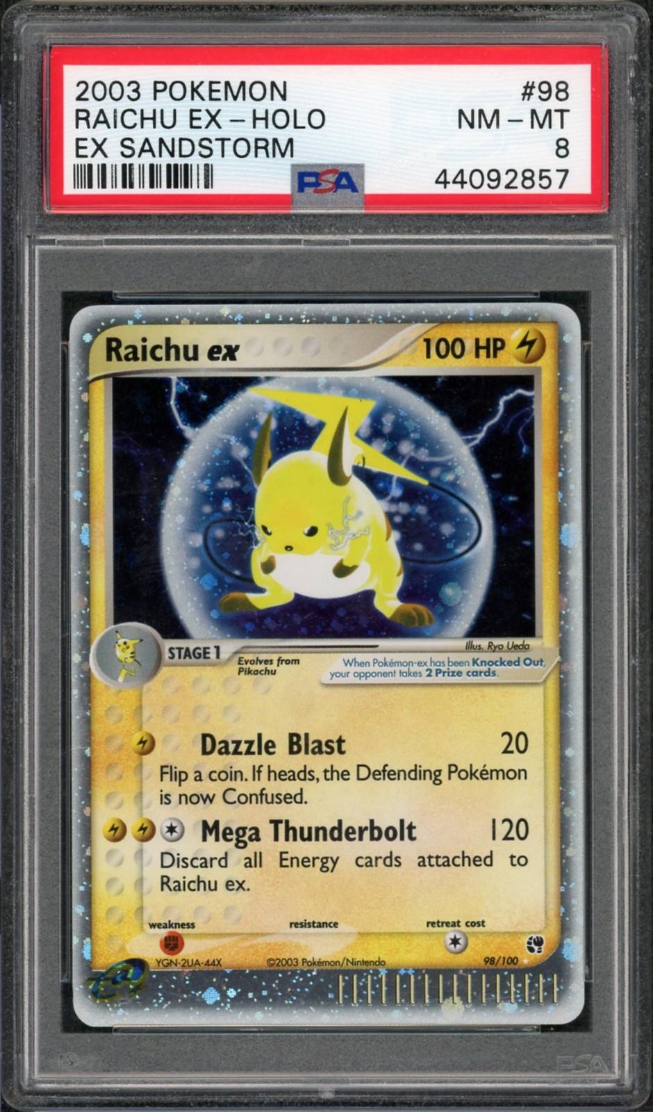 2003 Pokemon EX Sandstorm Raichu ex Holo #98 PSA 8
