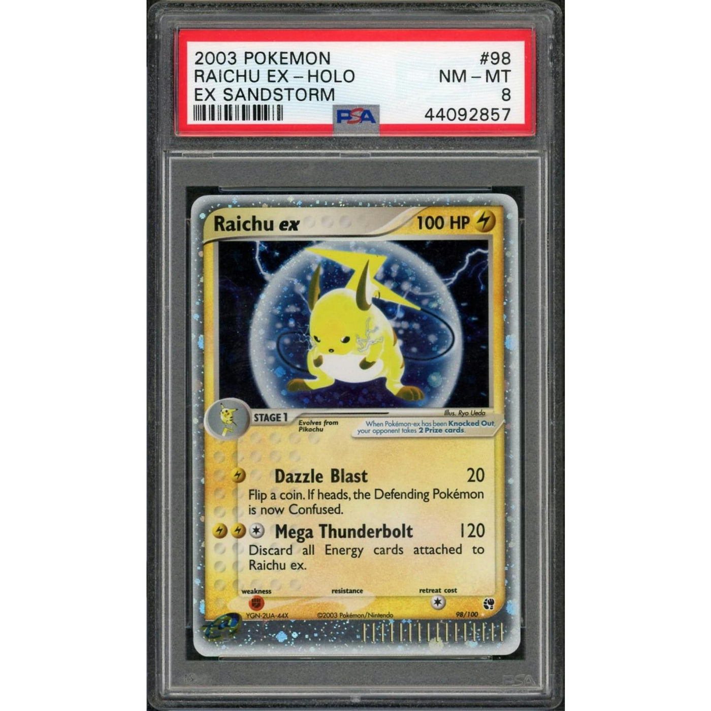 2003 Pokemon EX Sandstorm Raichu ex Holo #98 PSA 8