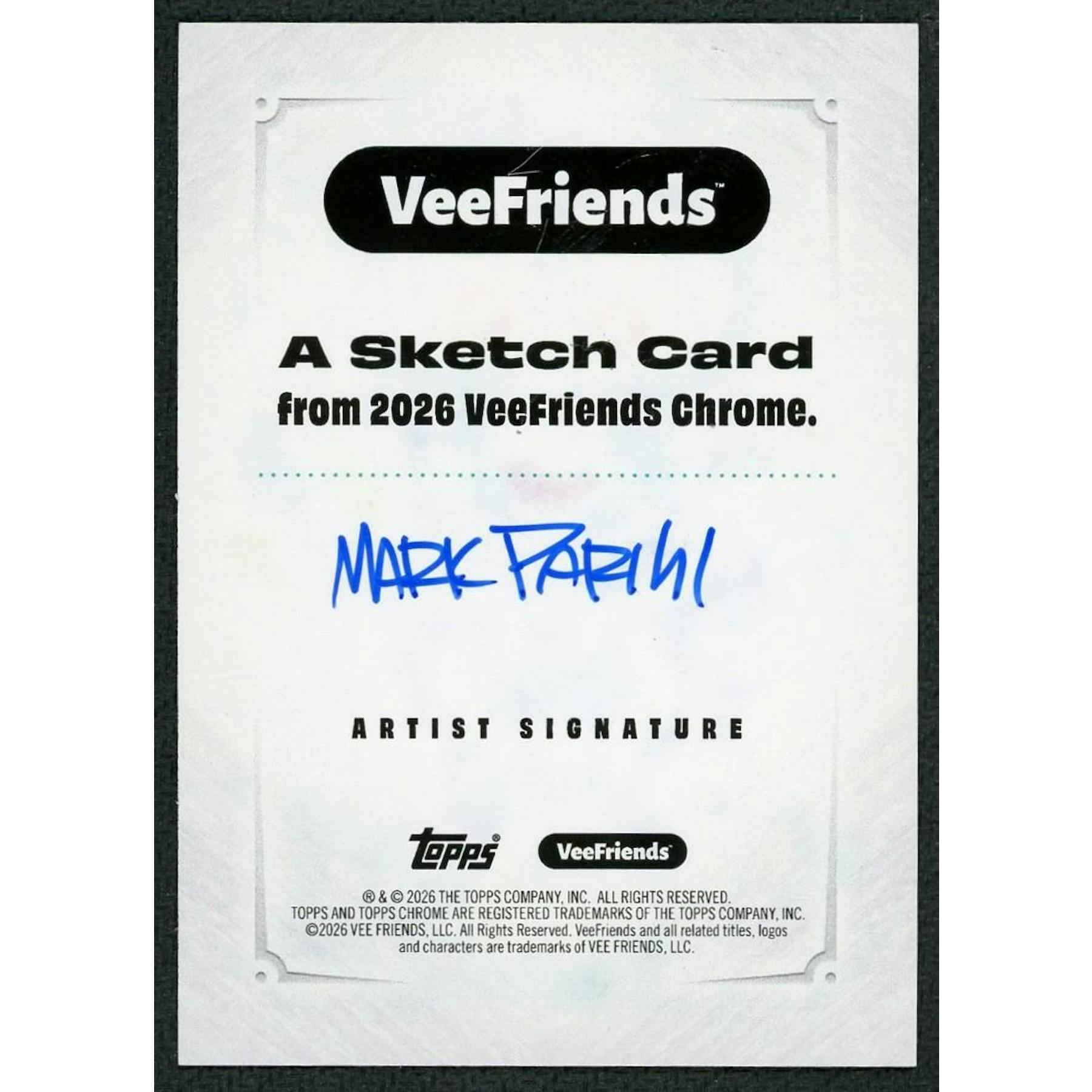 2026 Topps Chrome VeeFriends Gratitude Gorilla (Mark Parisi) Sketch 1/1