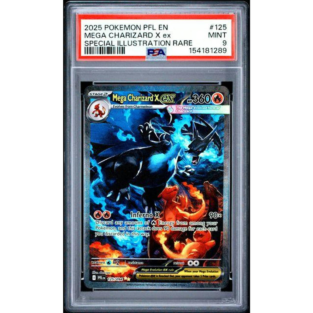 2025 Pokemon Phantasmal Flames Mega Charizard X Ex SIR #125 PSA 9