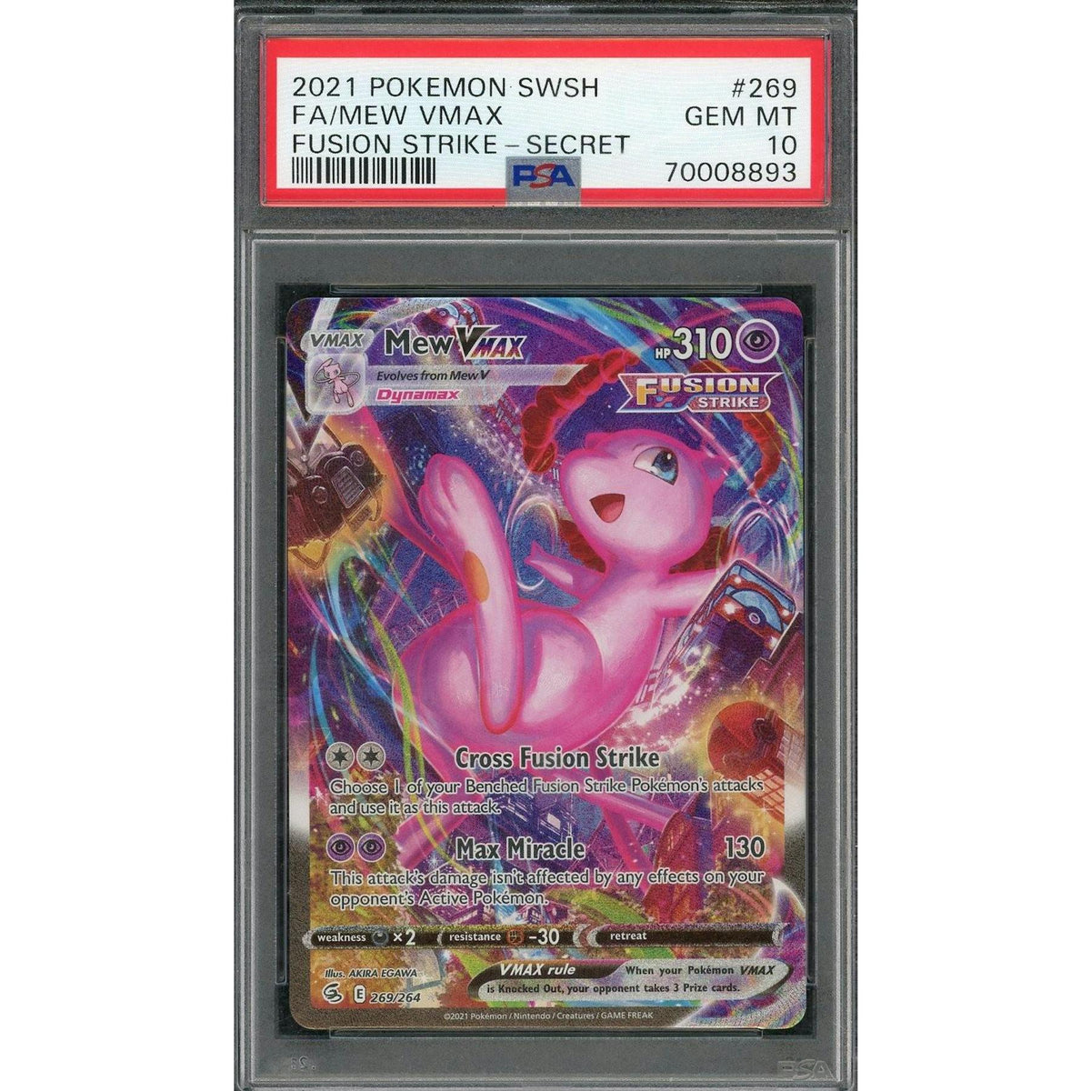 2021 Pokemon Fusion Strike Mew VMax Secret #269 PSA 10