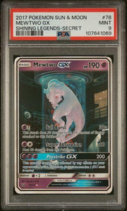 2017 Pokemon Sun & Moon Mewtwo GX Shining Legends Secret #78 PSA 9