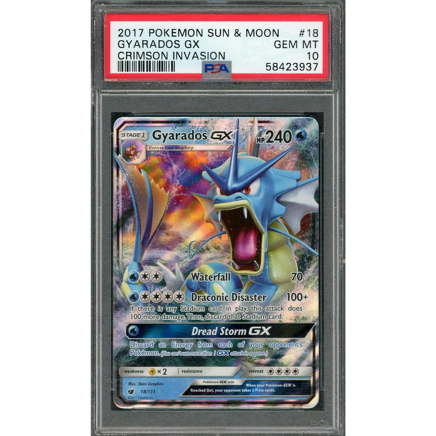 2017 Pokemon Crimson Invasion Gyarados GX #18 PSA 10
