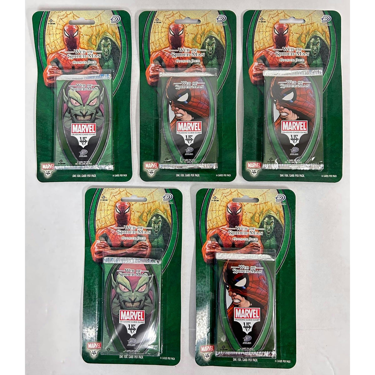 Upper Deck Vs System Marvel Web of Spiderman Blister Booster Pack Lot (5-Packs) (Reed Buy)