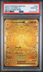 2025 Pokemon Mega Evolution Mega Lucario EX Mega Hyper Rare #188 PSA 10