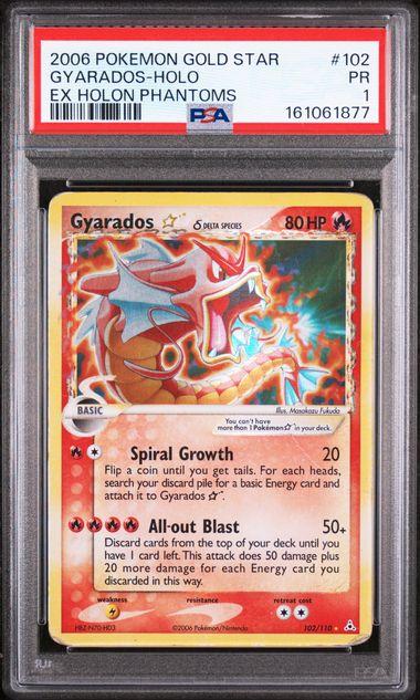 2006 Pokemon EX Holon Phantoms Gyarados Gold Star Delta Species Holo #102 PSA 1