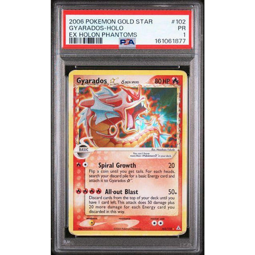 2006 Pokemon EX Holon Phantoms Gyarados Gold Star Delta Species Holo #102 PSA 1