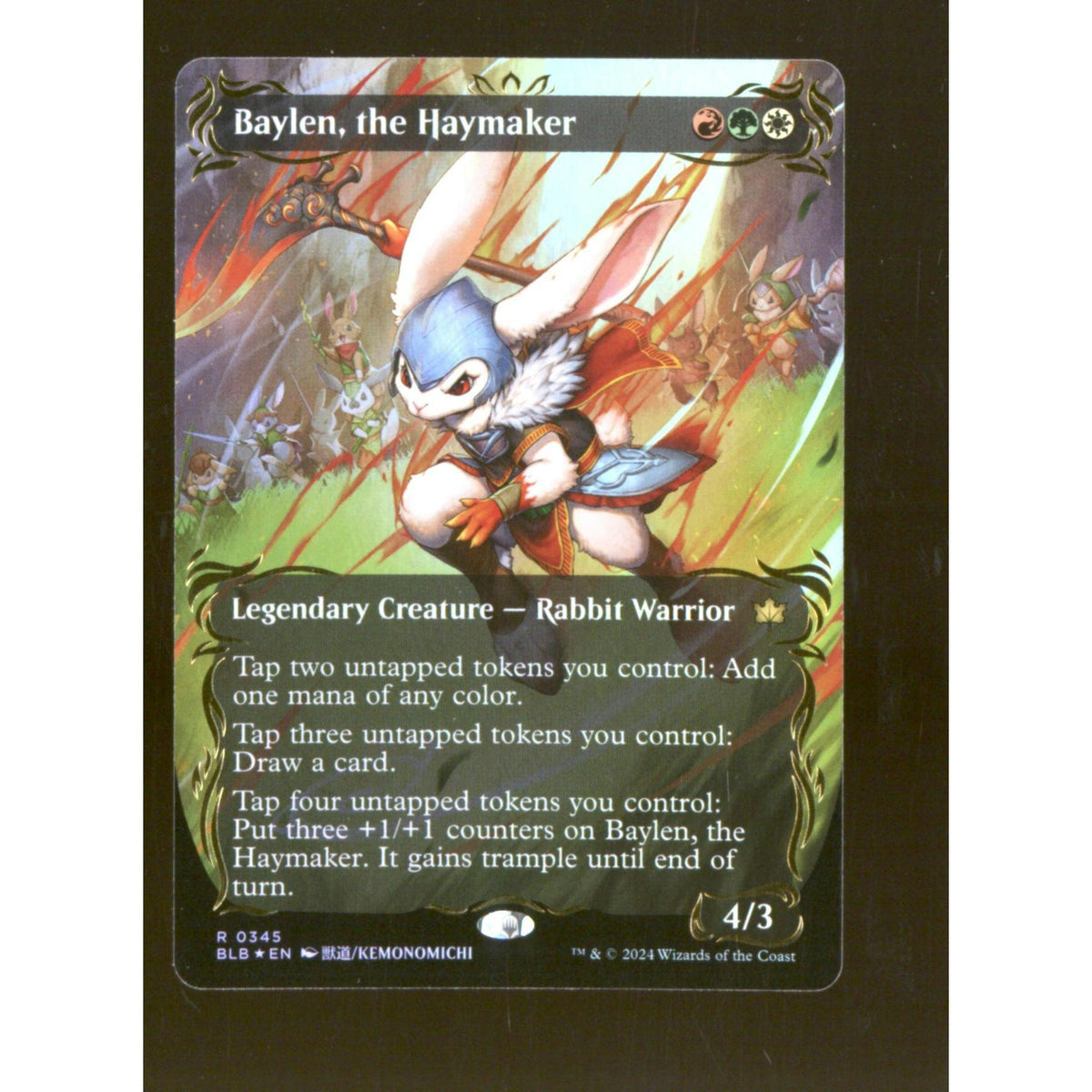 Magic the Gathering Bloomburrow BORDERLESS RAISED FOIL Baylen, the Haymaker NEAR MINT NM