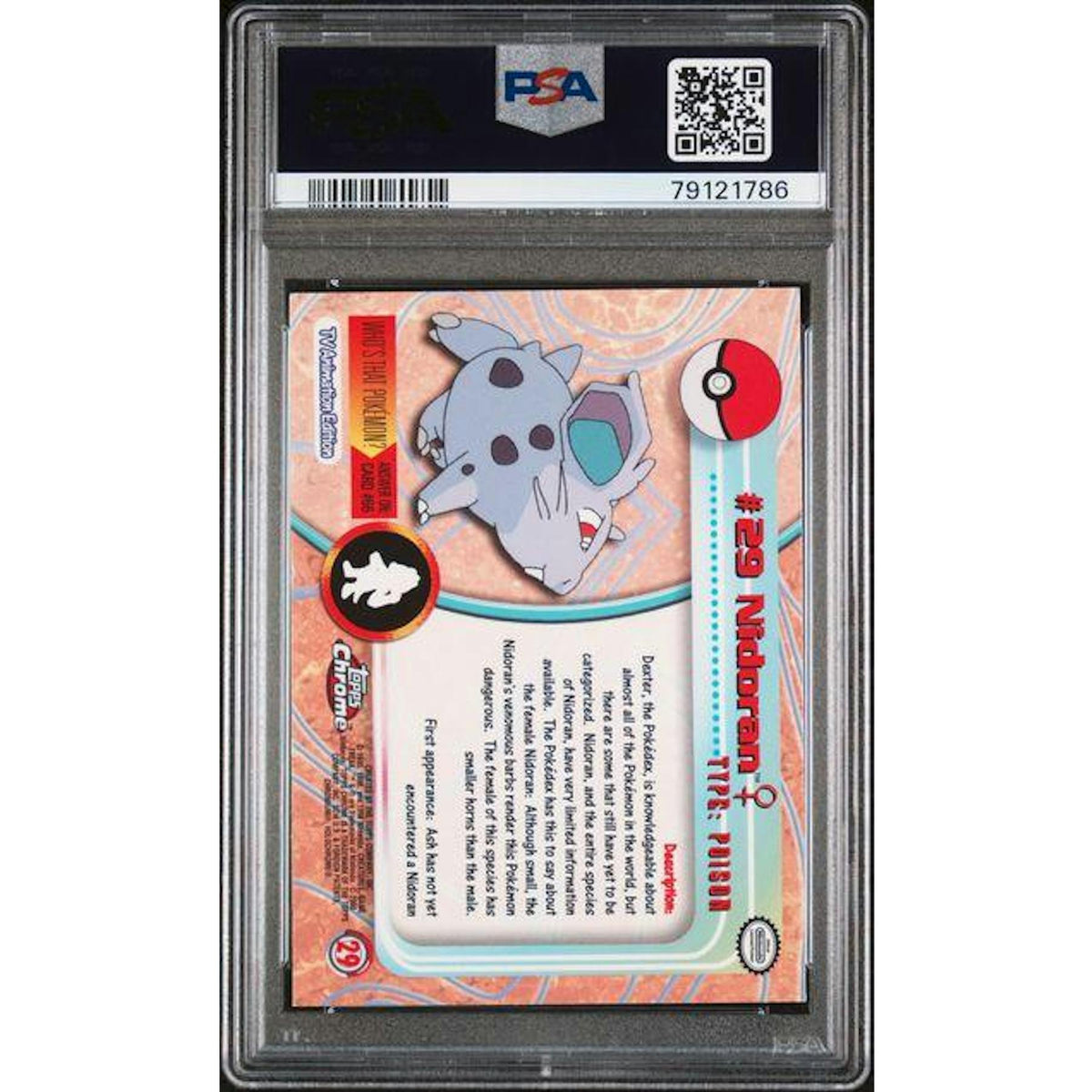 2000 Topps Chrome Pokemon TV Nidoran #29 PSA 10