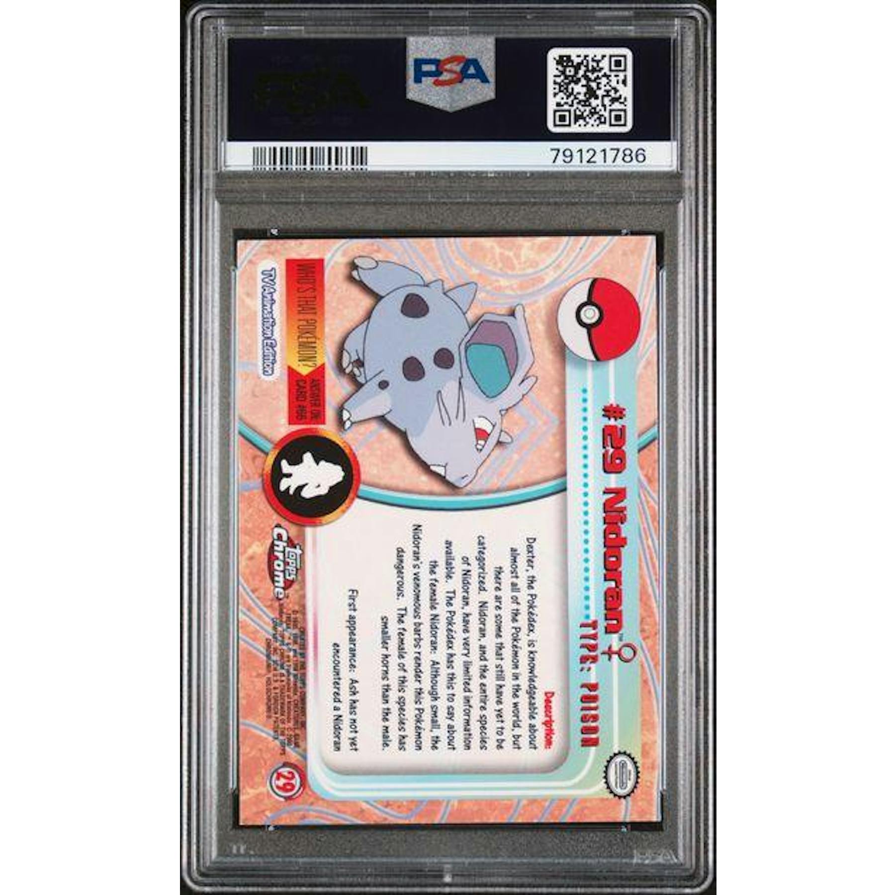 2000 Topps Chrome Pokemon TV Nidoran #29 PSA 10
