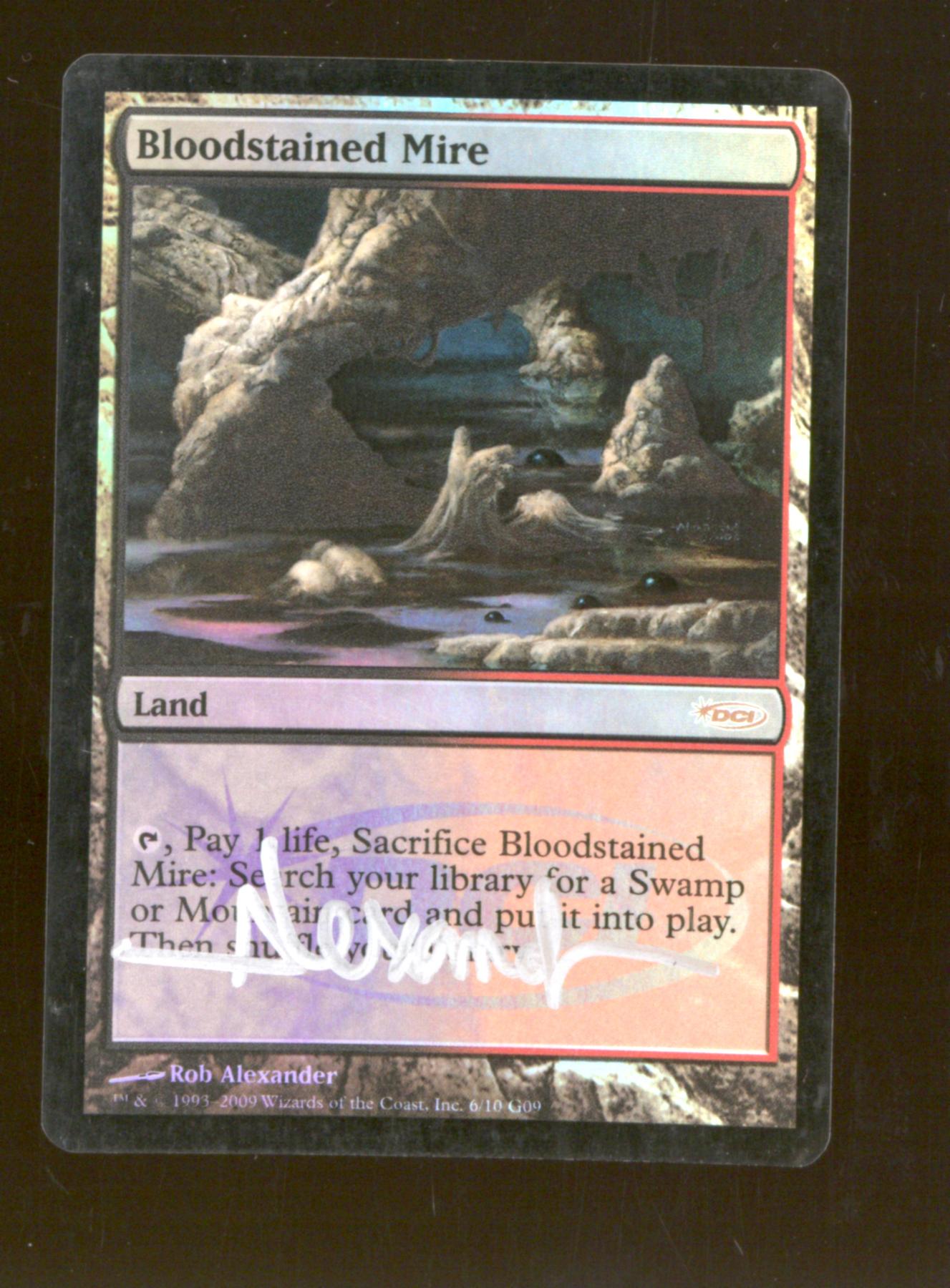 Magic the Gathering Judge Promo FOIL Bloodstained Mire MODERATELY PLAYED MP Signed