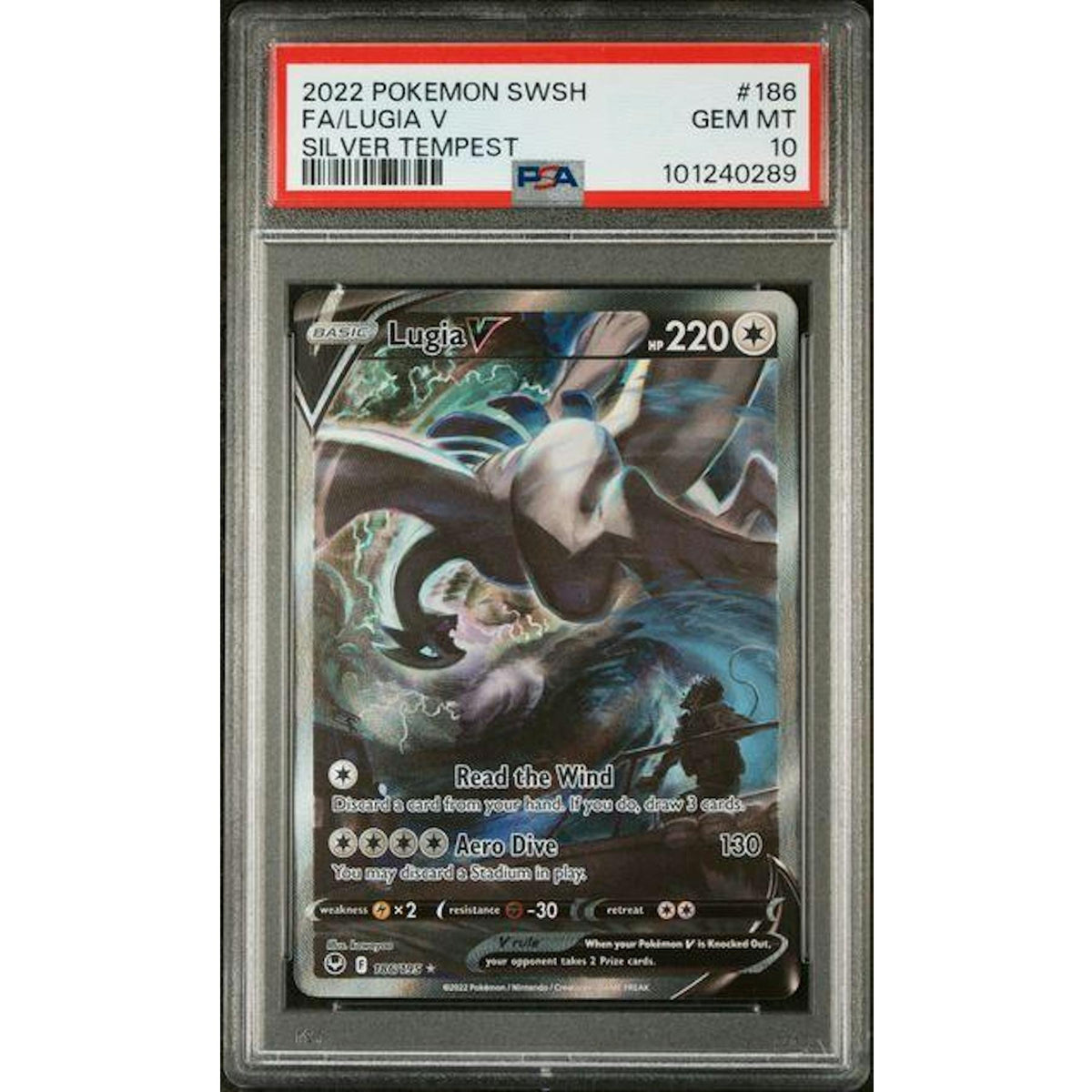 2022 Pokemon Silver Tempest Lugia V Full Art #186 PSA 10