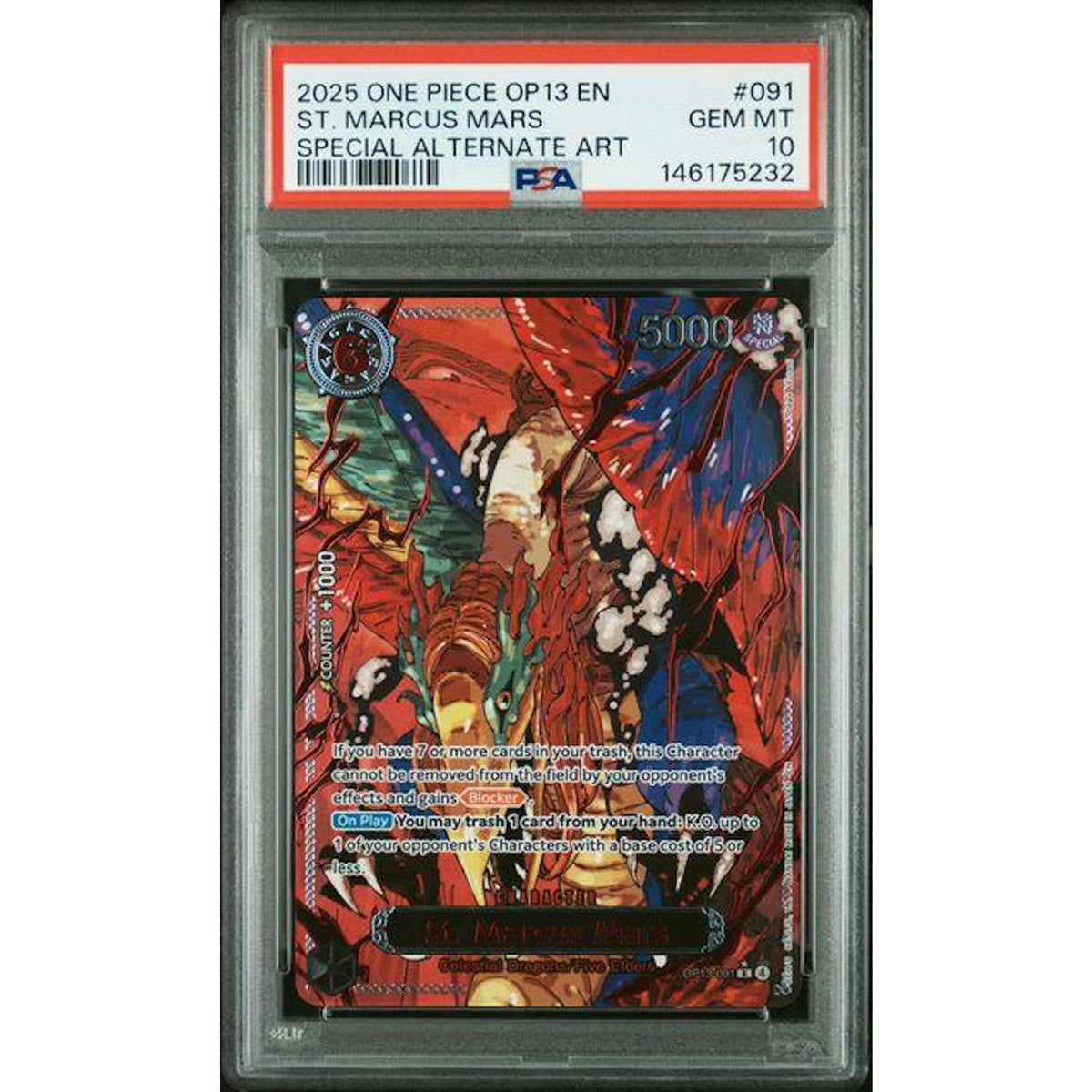 2025 One Piece Carrying On His Will St. Marcus Mars Special Alt Art #091 PSA 10