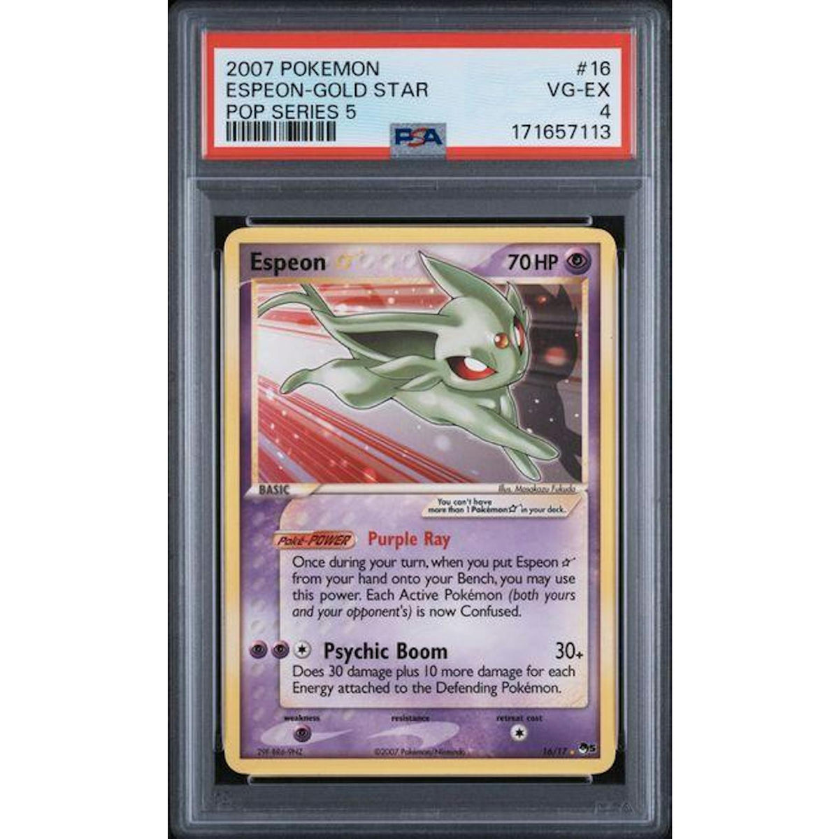 2007 Pokemon Pop Series 5 Espeon Gold Star #16 PSA 4
