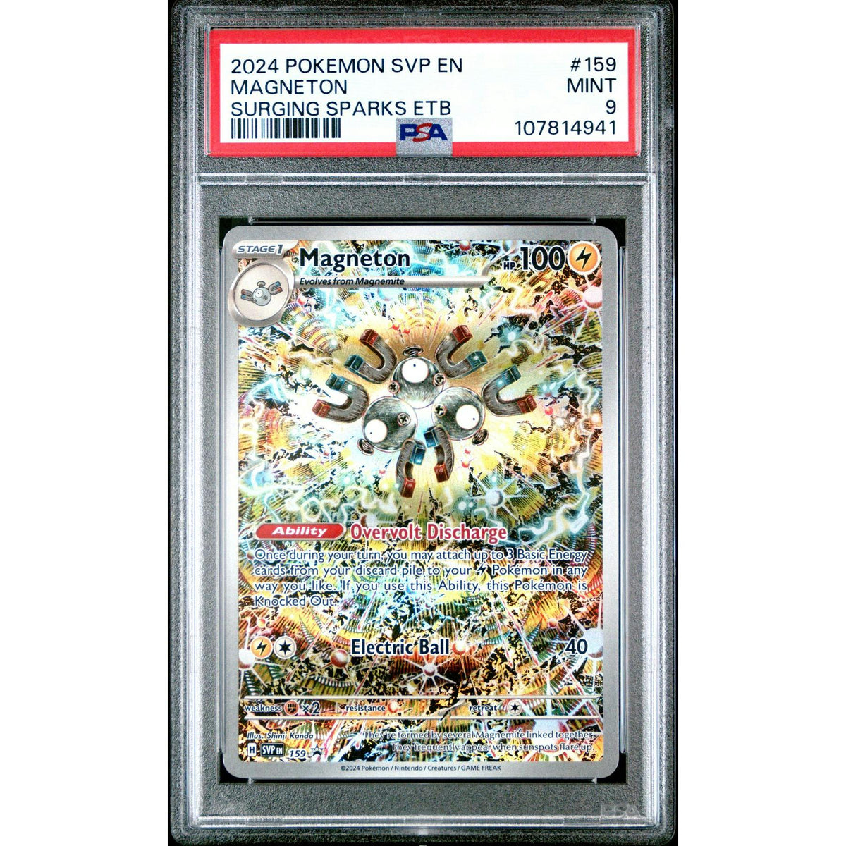 2024 Pokemon Surging Sparks ETB Magneton #159 PSA 9