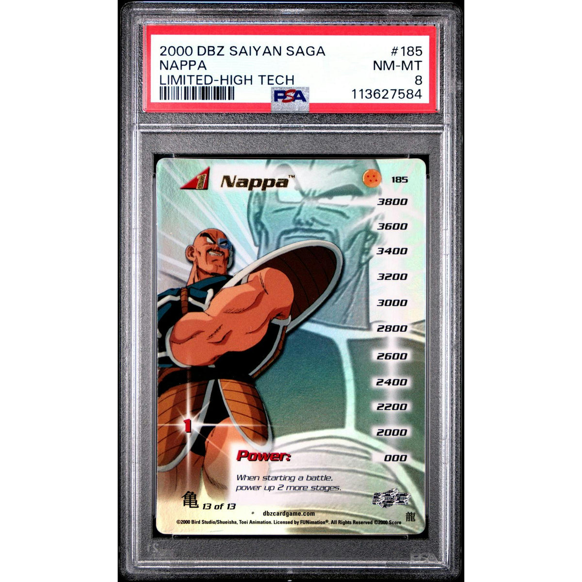 Score Dragon Ball Z Saiyan Saga Limited High Tech Nappa 185 PSA 8