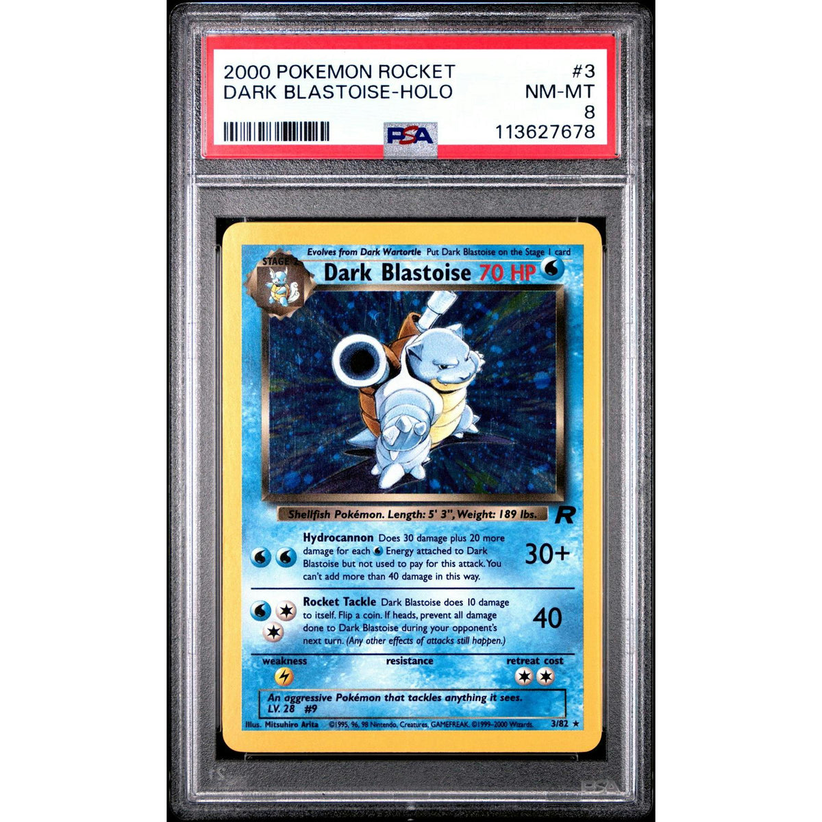 Pokemon Team Rocket Dark Blastoise 3/82 PSA 8