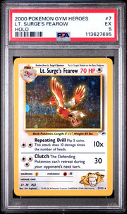 Pokemon Gym Heroes Lt. Surge's Fearow 7/132 PSA 5