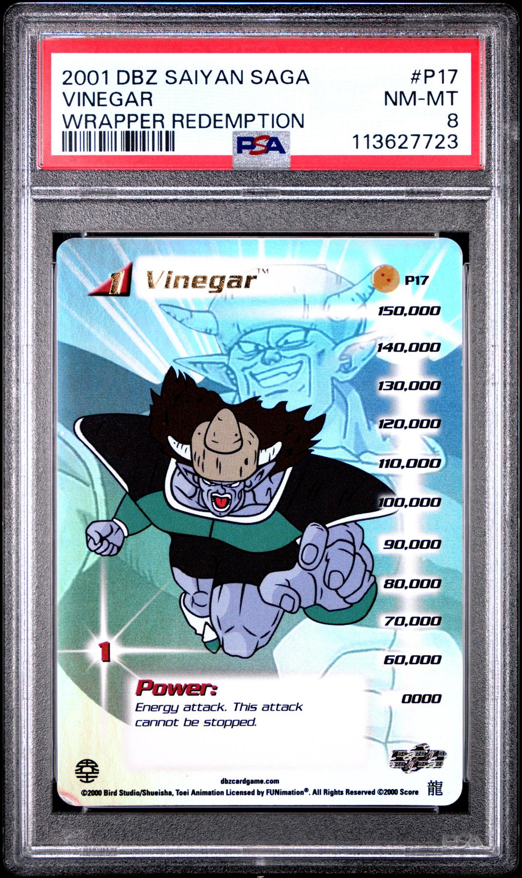 Score Dragon Ball Z Saiyan Saga Wrapper Redemption Vinegar P17 PSA 8