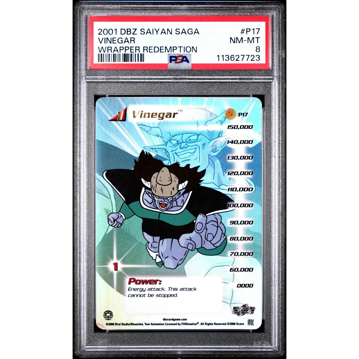 Score Dragon Ball Z Saiyan Saga Wrapper Redemption Vinegar P17 PSA 8