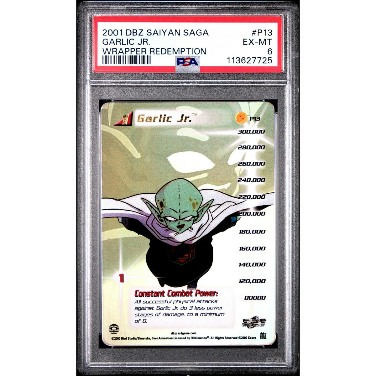 Score Dragon Ball Z Saiyan Saga Wrapper Redemption Garlic Jr P13 PSA 6