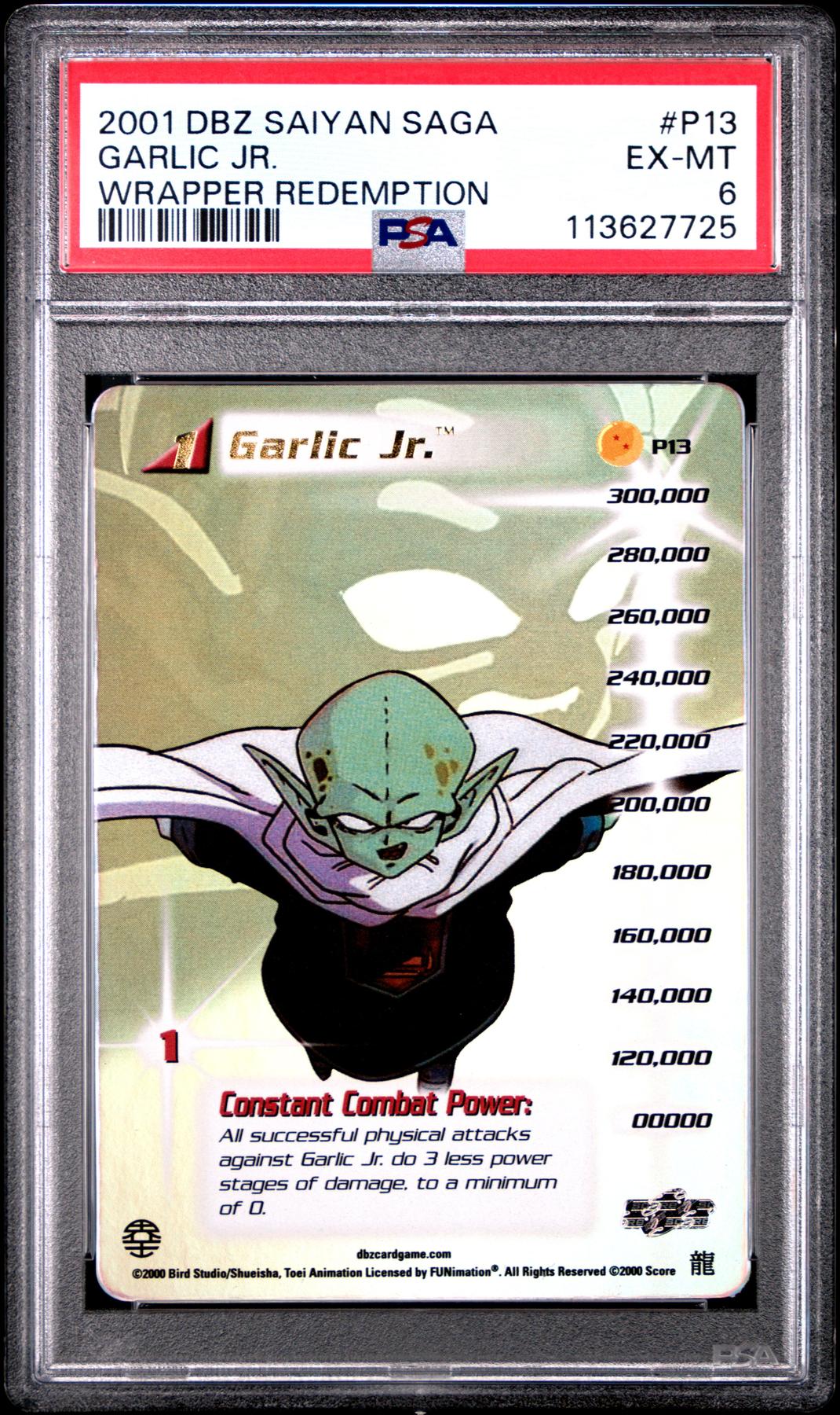 Score Dragon Ball Z Saiyan Saga Wrapper Redemption Garlic Jr P13 PSA 6