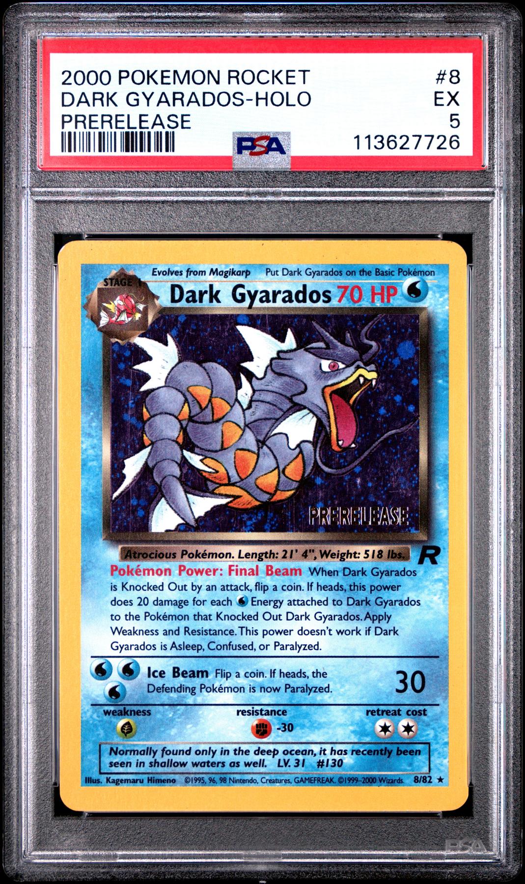 Pokemon Team Rocket Prerelease Dark Gyarados 8/82 PSA 5