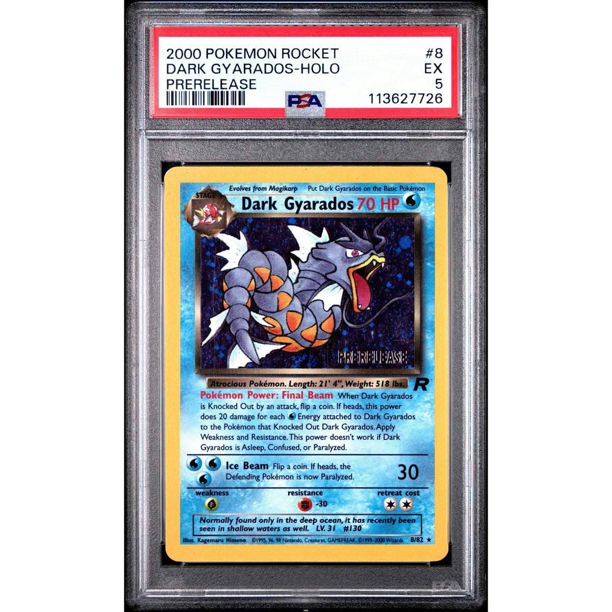 Pokemon Team Rocket Prerelease Dark Gyarados 8/82 PSA 5