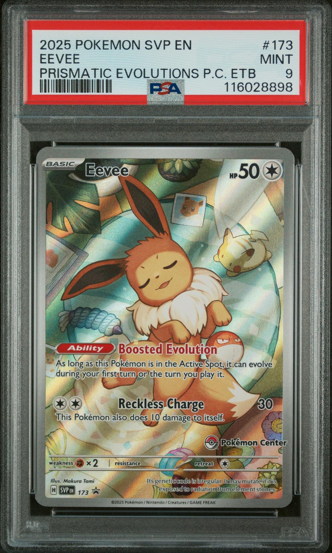 Pokemon Prismatic Evolutions ETB Pokemon Center Promo Eevee SVP 173 PSA 9