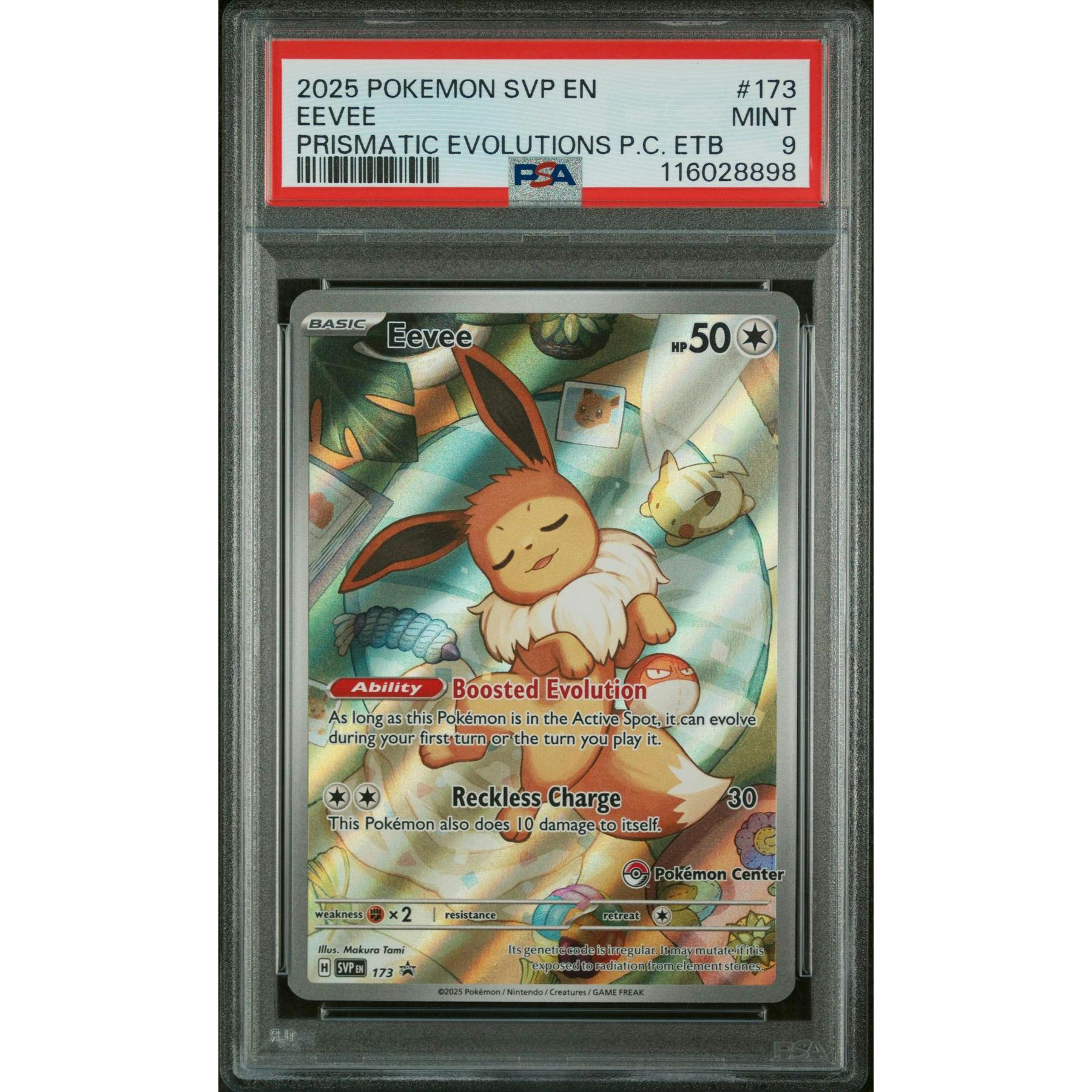 Pokemon Prismatic Evolutions ETB Pokemon Center Promo Eevee SVP 173 PSA 9