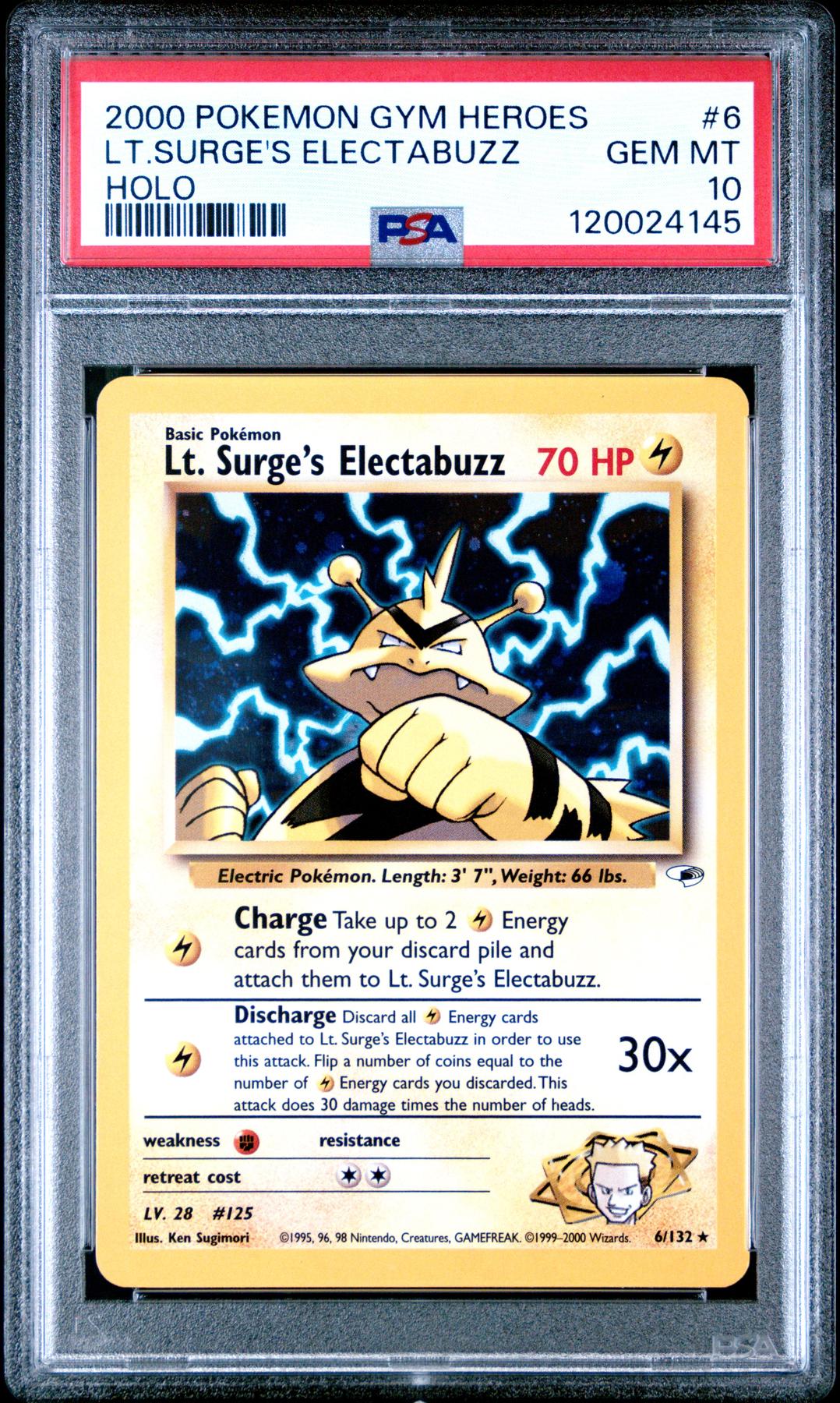 Pokemon Gym Heroes Lt. Surge's Electabuzz 6/132 PSA 10 GEM MINT