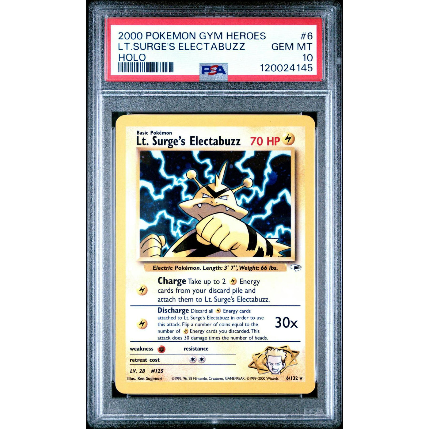 Pokemon Gym Heroes Lt. Surge's Electabuzz 6/132 PSA 10 GEM MINT