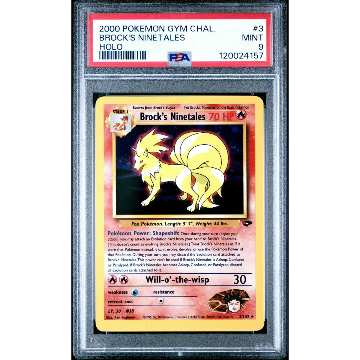 Pokemon Gym Challenge Brock's Ninetales 3/132 Single PSA 9
