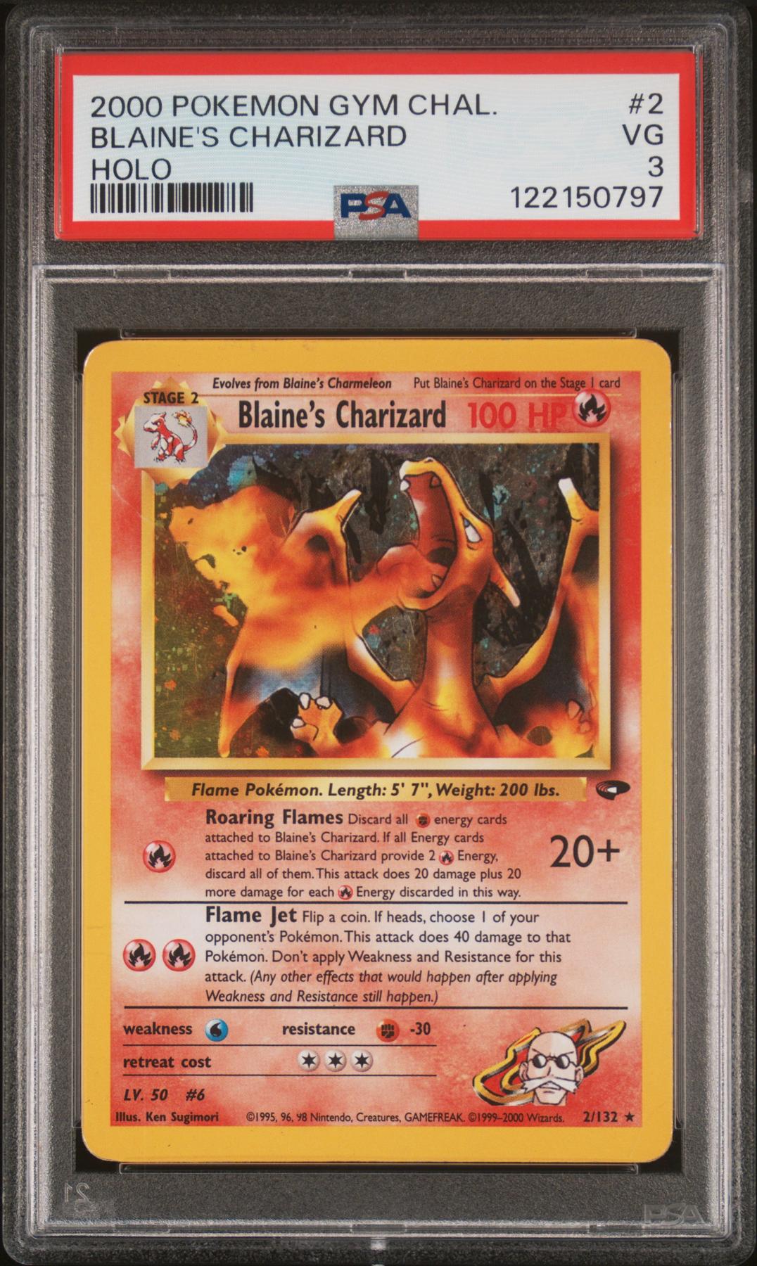 Pokemon Gym Challenge Blaine's Charizard 2/132 PSA 3