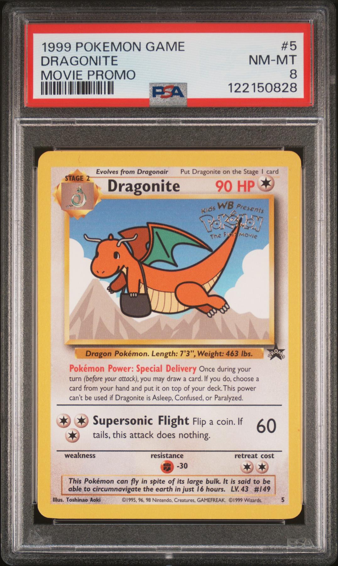 Pokemon WOTC Black Star WB Movie Promo Dragonite 5 PSA 8
