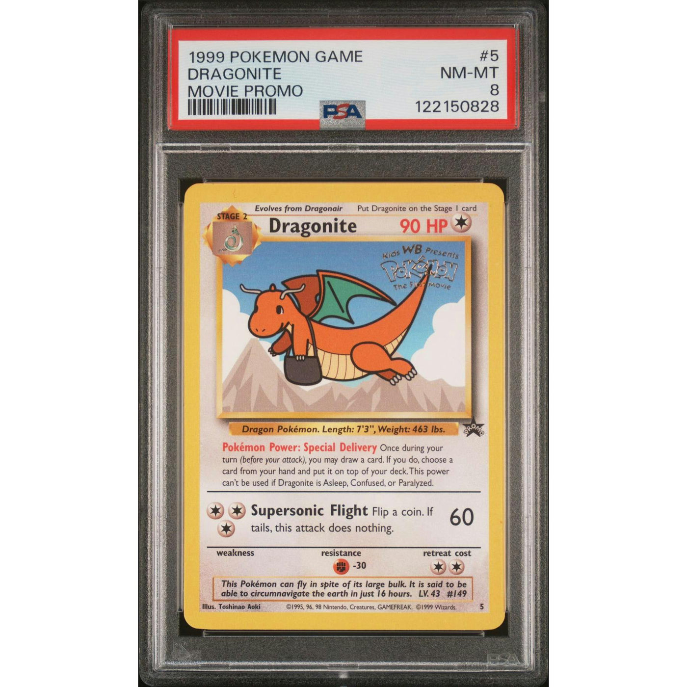 Pokemon WOTC Black Star WB Movie Promo Dragonite 5 PSA 8