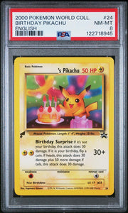 Pokemon World Collection English Birthday Pikachu 24 PSA 8