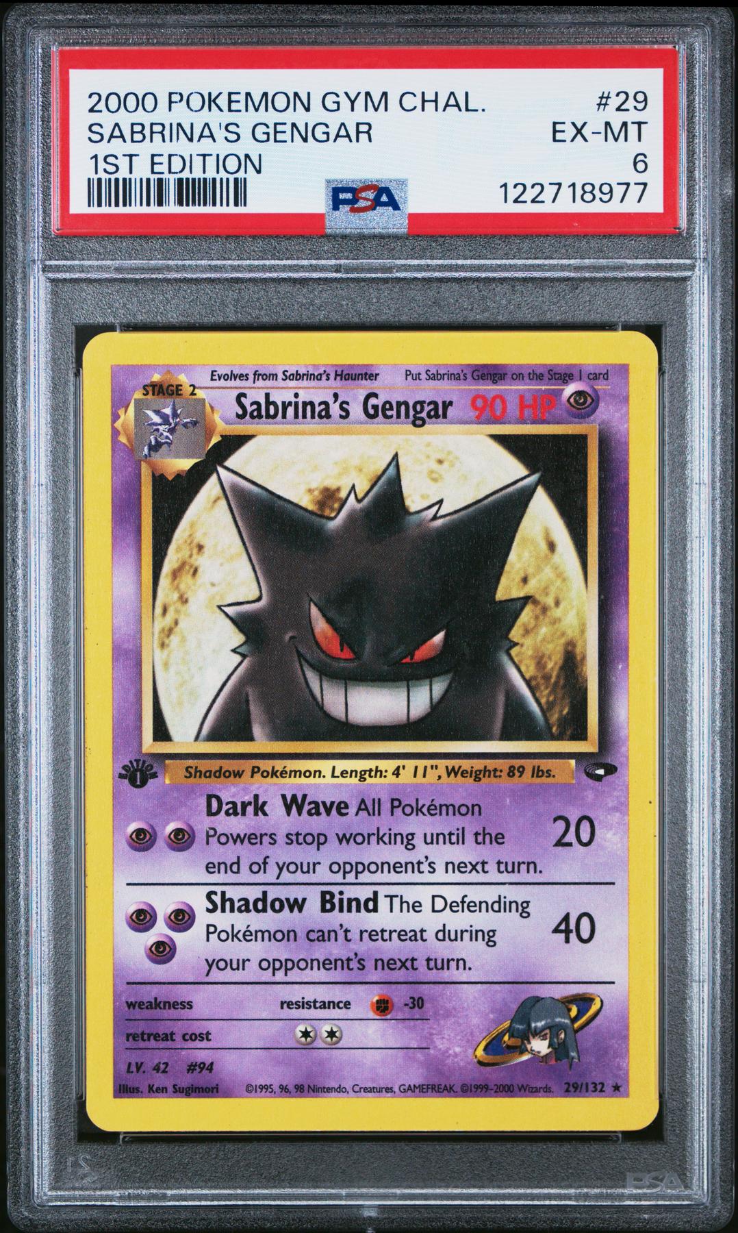 Pokemon Gym Challenge 1st Edition Sabrina's Gengar 29/132 PSA 6