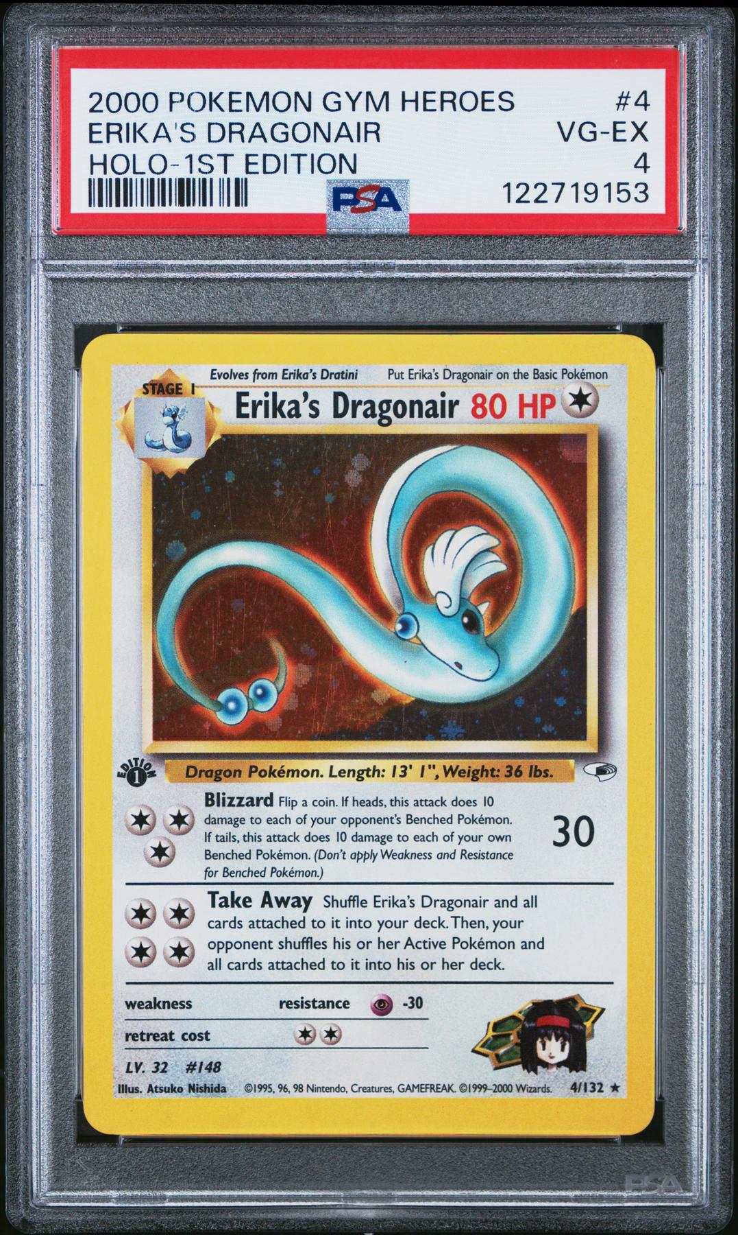 Pokemon Gym Heroes 1st Edition Erika's Dragonair 4/132 PSA 4