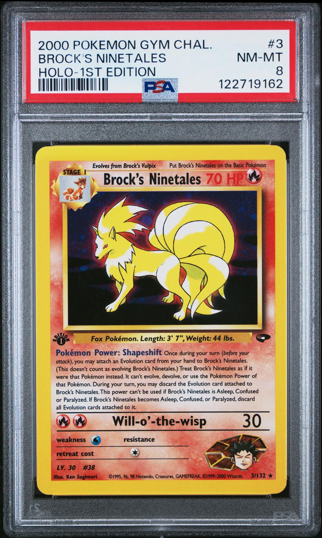 Pokemon Gym Challenge 1st Edition Brock's Ninetales 3/132 PSA 8